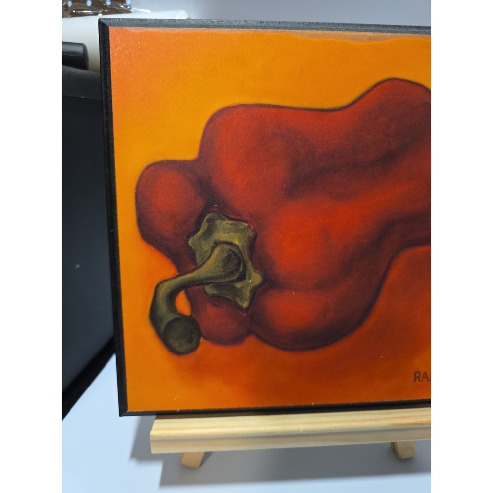 WILL RAFUSE Wood Wall Block Decor-Red Pepper 8X8 - Picture 2 of 6